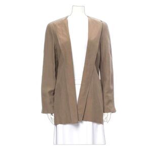 Worth New York Jacket Coat Silk Linen Womens 8 Medium Neutrals Hooded Shawl